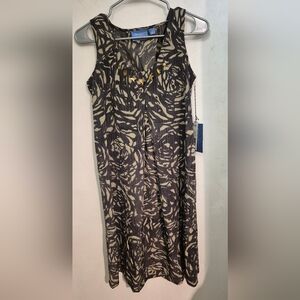 Simply Vera Vera Wang Brown and Tan Patterned Midi Dress Sz.8 NWT